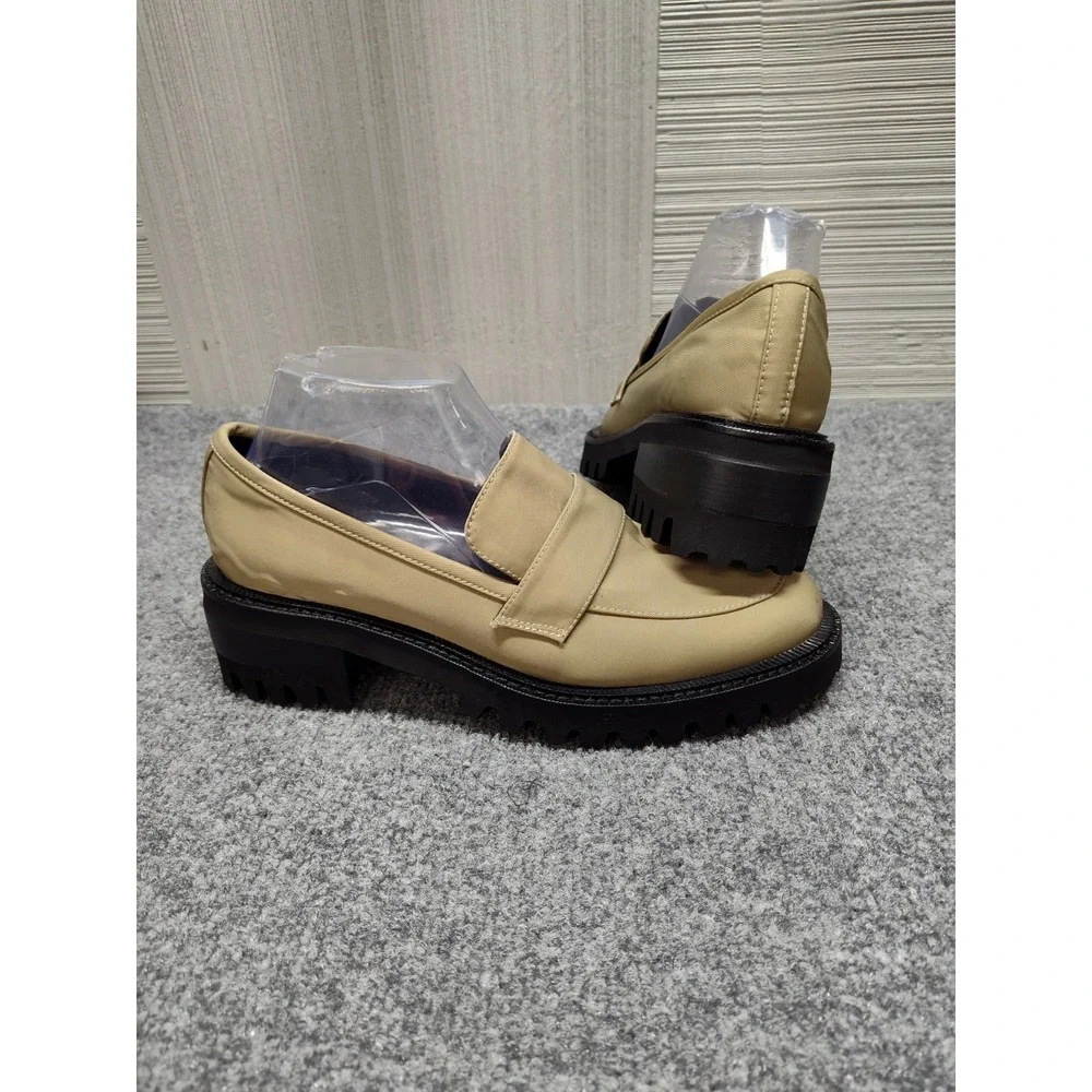 Aerosoles Rodney Women Platform Shoe 8.5M Taupe Slip On Textile Comfort Loafer